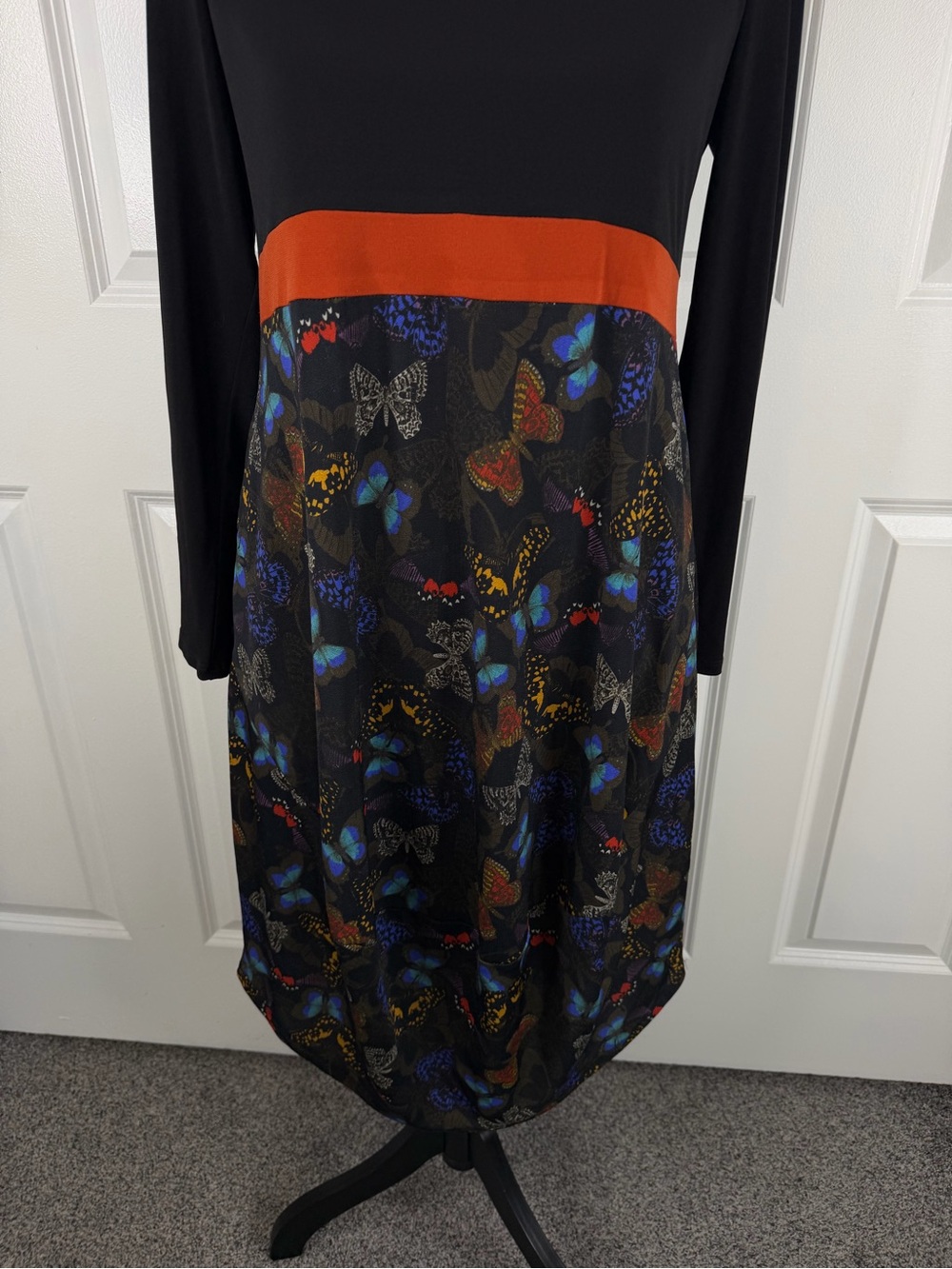 Lella Mode Italy Boho Butterfly Print Balloon Hem Dress XL 14 - Picture 4 of 11
